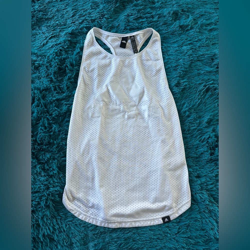 adidas White Mesh Tank Top